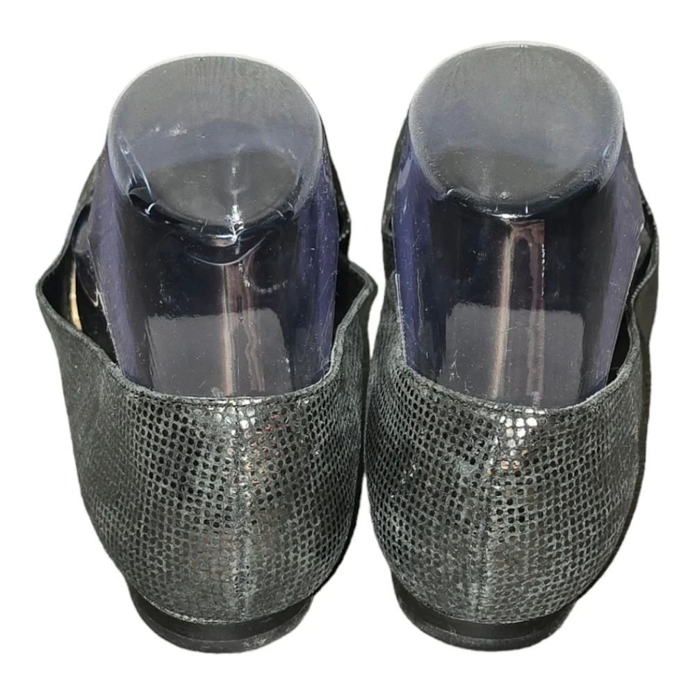 Taryn Rose Ballet Flats‎ Silver Metallic Textured Leather Round Toe Shoes Size 7